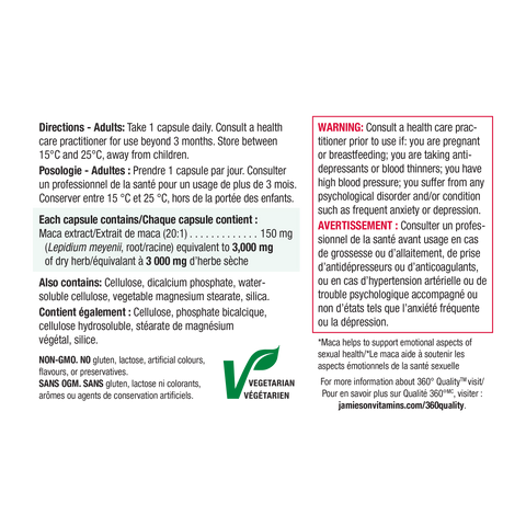 31002204 Jamieson Maca 60 Capsules 10183_R2074_Maca_3000mg_160cc_NFP